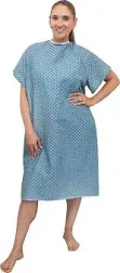 Careoutfit 3 Pack Blue Hospital Gown with Back Tie/Hospital Patient Gown with Ties