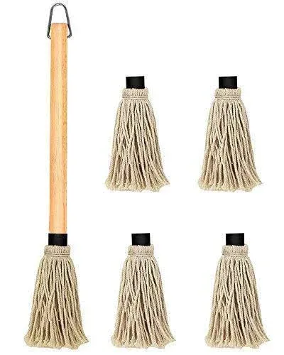 18 Inches BBQ Mop with Wooden Handle and 4 Extra Replacement