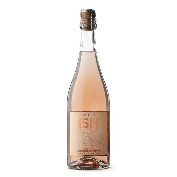 Chateau del ISH Sparkling Rosé | Award-Winning Non-Alcoholic Sparkling Wine | De-Alcoholized Blend of Merlot & Pinot Noir Grapes | Only 9 grams of Sugar | 45 Calories per Serving | 750 ml Bottle