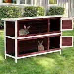 PawHut 54" 2-Story Rabbit Hutch Bunny Cage With Openable Roof, No Leak Tray and Fun Enclosed Run