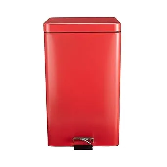 McKesson Steel Trash Can with Plastic Liner Red 32 Quart