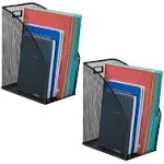 Vertical File Storage, Set of 2, Desktop Organizer, Workspace, Office, Metal ...