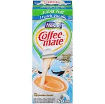 Nestle Coffee mate Liquid Coffee Creamer Singles, Zero Sugar French Vanilla, 50 Ct Box with By The Cup Coffee Scoop