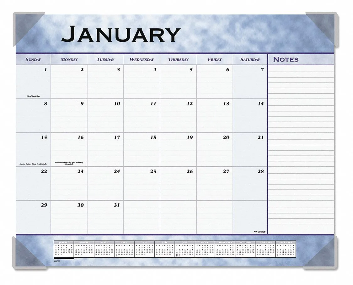 AT-A-GLANCE Blue Monthly Desk Pad Calendar