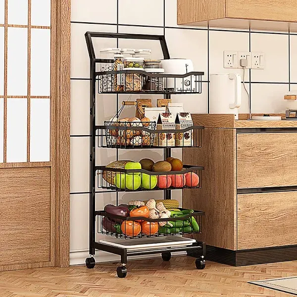 4-Tier Adjustable Fruit Vegetable Basket Cart