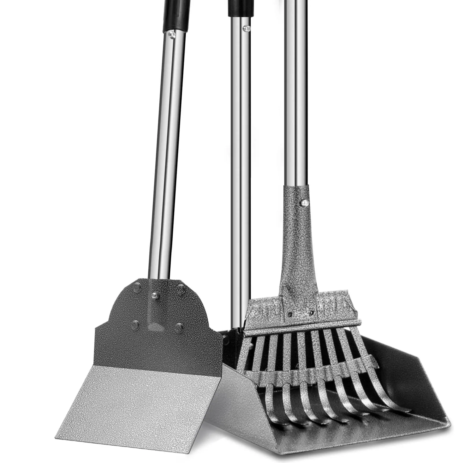 Dog Pooper Scooper Tray Rake and Spade 3 Pack Poop Scoop Adjustable Long Handle