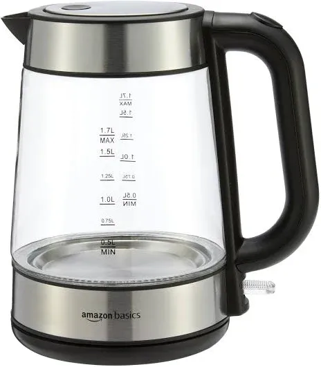 Amazon Basics Electric Kettle, Tea Kettle for Hot Water, Coffee &amp; Tea, with Auto