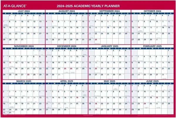 2024-2025 AT-A-GLANCE Reversible Academic And Regular Year Wall Calendar