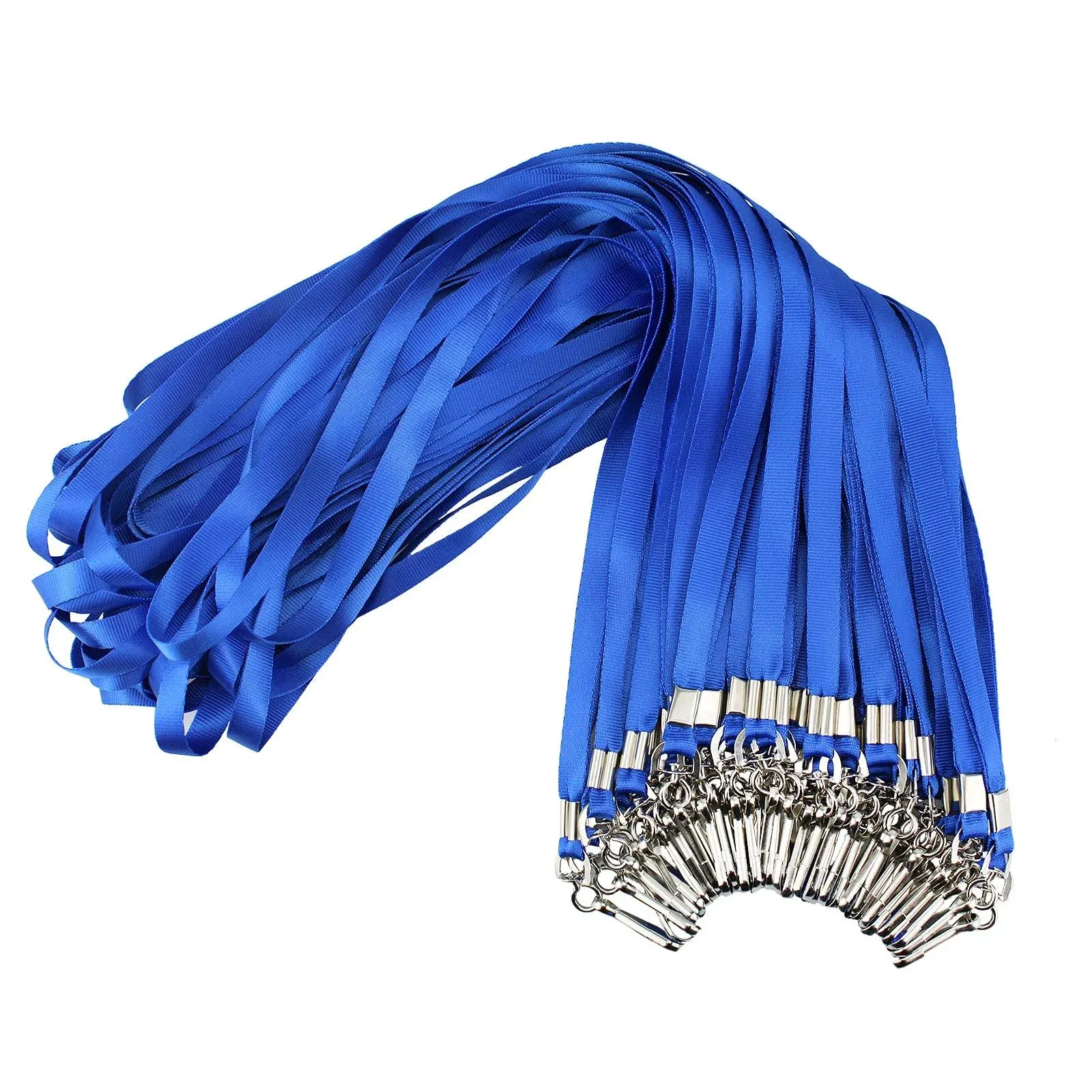 Blue Lanyards Bulk 50 Packs Lanyards for ID Badges,lanyards with Swivel Hook Clips for Name Tag Lanyard ID Holder