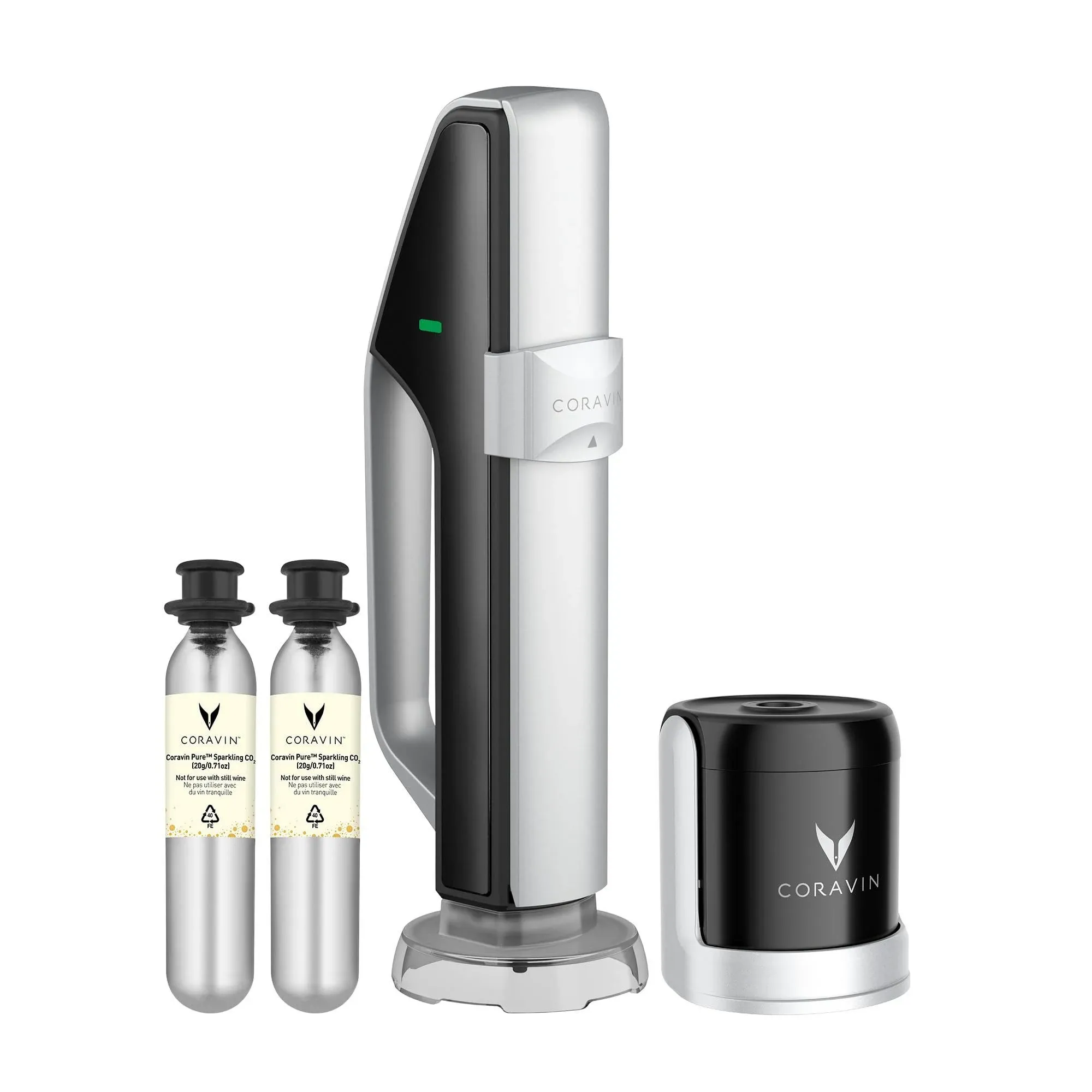 Coravin Sparkling Wine Preservation System - Preserve Wine for 4 Weeks - Wine Saver for Sparkling Wine - With Pure Sparkling CO2 Gas Capsules - For Champagne and Other Sparkling Wines