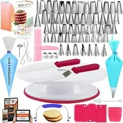 200PCs Cake Decorating Kit for Beginners with Turntable for Decoration - Pipi...