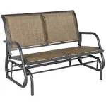 Outsunny Outdoor Glider Bench 2-Person Rocking Chair, Light Mixed Brown, Size: 47.25 x 27.5 x 33.5