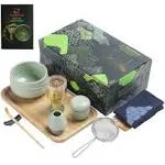 TEANAGOO Luxury Japanese Matcha Tea Set with Bamboo Tea Tray & Canister, Various Color