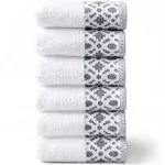 Market & Place 100% Turkish Cotton Luxury Hand Towel Set | Super Soft and Highly Absorbent | Textured Dobby Border | 550 GSM | Includes 6 Hand