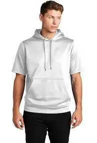 Sport-Tek Mens Moisture Wicking Fleece Short Sleeve Hooded Sweatshirt Hoodie - Black