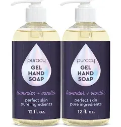 Puracy Organic Hand Soap, For the Professional Hand Washers We've All Become, Moisturizing Natural Gel Hand Wash Soap, Liquid Hand Soap Refills for Soft Skin (12 fl.oz, Lavender & Vanilla) 2-Pack