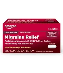 CVS MIGRAINE Relief 200 Coated Caplets Pain Reliever Aid Aspirin 01/25