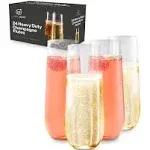 24 Clear Stemless Plastic Champagne Flutes (9-oz.), Recyclable, Disposable &amp; Shatterproof