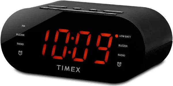 Timex AM FM Dual Alarm Clock Radio with Battery Backup Electric Powered Black