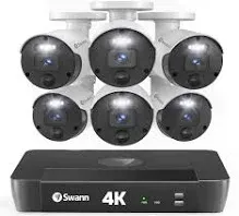 Swann Home Security Cameras with 2TB HDD, 4K Ultra HD NVR Security Camera System, 6 Cam 8 Channel, Wired Surveillance Security Camera Outdoor Indoor, PoE, Color Night Vision, Heat Motion Detection