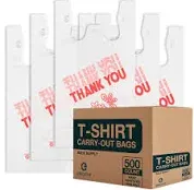 T Shirt Bags - White Plastic Bags with Handles - Shopping Bags for Small Busines