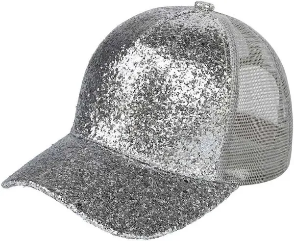 C.C Radiant Shimmer Adjustable Trucker Mesh One Size, Glitter Gold/Beige 