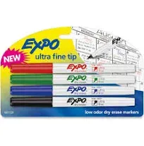 EXPO® Low-Odor Dry-Erase Marker Ultra Fine Point Assorted  4 Pack