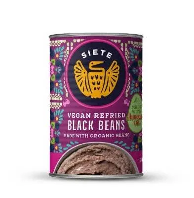 SIETE FAMILY FOODS Refried Black Beans, 16 OZ