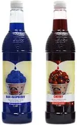 Concession Essentials Snow Cone Syrup 25 Fl Oz Pack of 2 Cherry & Blue Raspberry