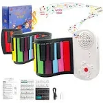 88 Keys Roll Up Piano with Pedal Upgraded Numeric Portable Piano Sticker Keyboa