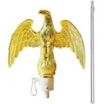 Anley 7.5ft Indoor Telescoping Flag Pole - Aluminum Telescopic Flagpole with Tangle Free Carabiners & Golden Eagle Top Finial - Lightweight Commercial Pole 1 Inch Dia. (Flag and Base NOT Included)