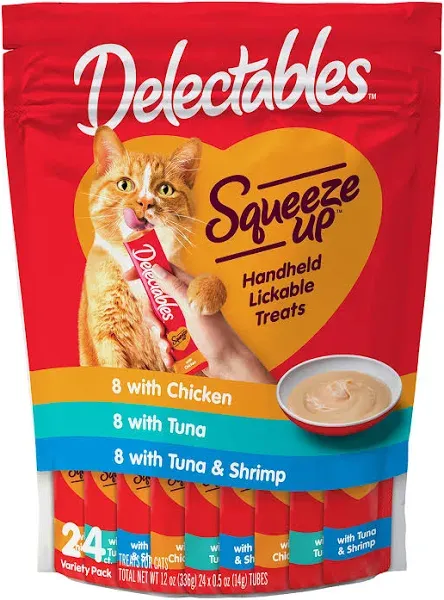 Squeeze Up Variety Pack Interactive Lickable Wet Cat Treat 0.5oz (24 Count)