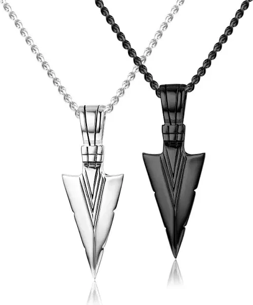 Jstyle Men's Stainless Steel Spearpoint Arrowhead Pendant Necklace