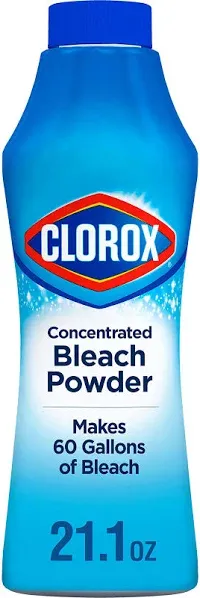 Clorox Bleach Powder, Zero Splash, Fast Dissolving Stain Removal & Odor Eliminator Bleach Powder, Laundry Cleaner that Works on Counters, Floors & Toilets, Regular Scent, 21.1 Ounces-Package May Vary