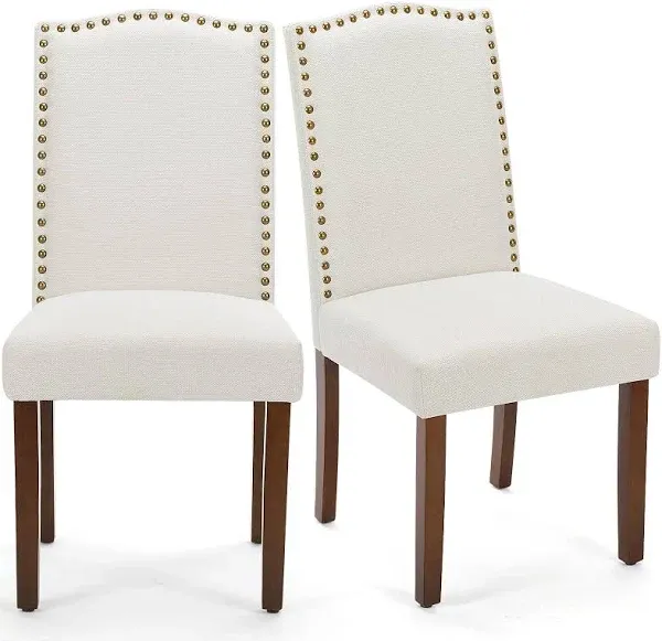 Mcq Upholstered Dining Chairs Set of 4, Modern Upholstered Fabric Dining Room Chair with Nailhead Trim and Wood Legs, Mid-Century Accent Dinner