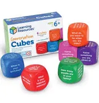 6 Learning Resources Conversation Cubes, Social Dice, Autism Therapy Ice Breaker