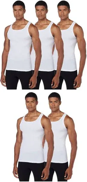 Hanes Men&#039;s 5-Pack ComfortBlend Tank with FreshIQ X-Large, White 