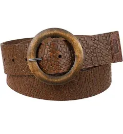 Levi's Women's Wide Wooden Buckle Woven Waist Belt