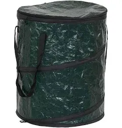 Pop up Hamper Camping Trash Can Portable Collapsible Zippered Top Green