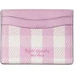 Kate Spade New York Morgan Gingham Field Printed PVC Card Holder - Berry Cream