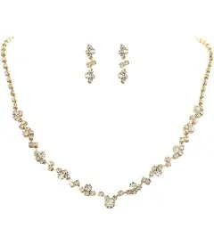 Unicra Bride Crystal Necklace Earrings Set Bridal Wedding Jewelry Sets Rhinestone Choker Necklace Costume Jewelry Set for Women and Brides (3 piece set - 2 earrings and 1 necklace)