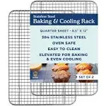 Ultra Cuisine Oven-Safe, Dishwasher-Safe 100% Stainless Steel Cooling and Baking Rack Set - Tight-Wire Racks for Oven Cooking - Food-Safe, Hea