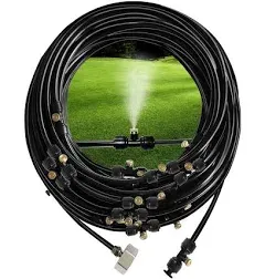 Soheju Misting Cooling System 98.4 ft Spray line + 50 Brass Cooling Atomizer nozzles +45 connectors + Brass adapters for Courtyard