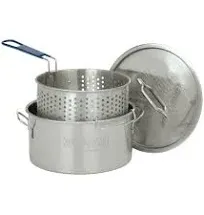 Bayou Classic 14-qt Stainless Fry Pot with Lid and Basket