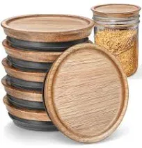 6-Pack Wide Mouth Wooden Mason Jar Lids