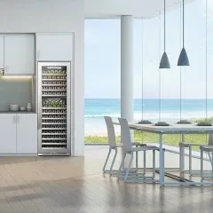 LanboPro Stainless Steel Dual Zone Wine Cooler 153 Bottles Capacity