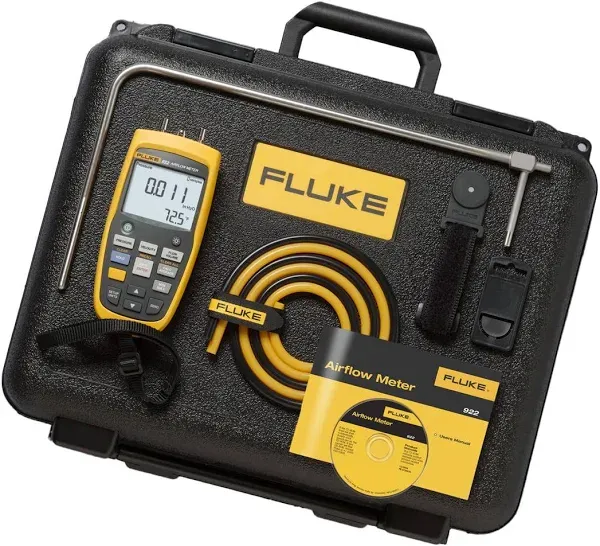 Fluke 922 Kit HVAC Pressure Air Flow Meter Micromanometer DHL or FedEx