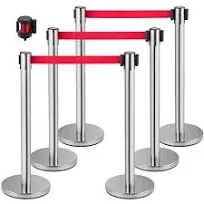 VEVOR 6 Pcs Crowd Control Barrier Stanchion Posts Set with 6.6ft Belt Queue Pole