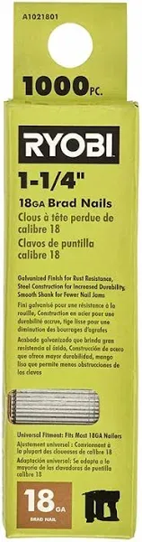 RYOBI 1,000 PC. 1-1/4&#034; 18GA Brad Nails - A1021801