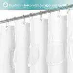 Water-Repellen<wbr/>t Fabric Shower Curtain or Liner with 9 handy Mesh Pockets, Pre...